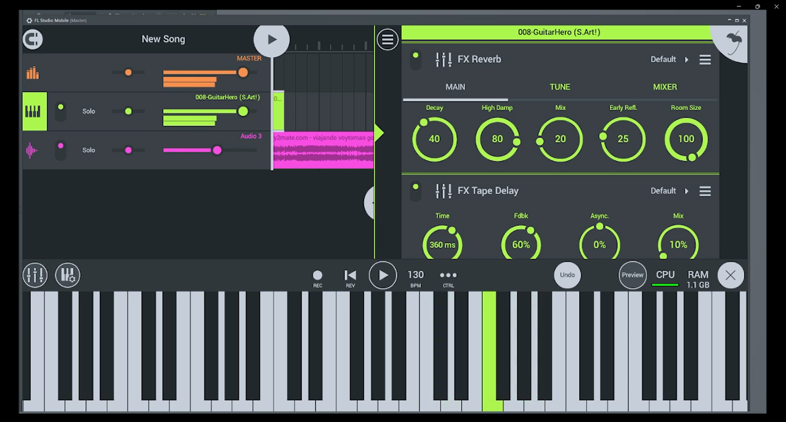 FL Studio Mobile Electric Guitar dwp Yamaha Tyros 2